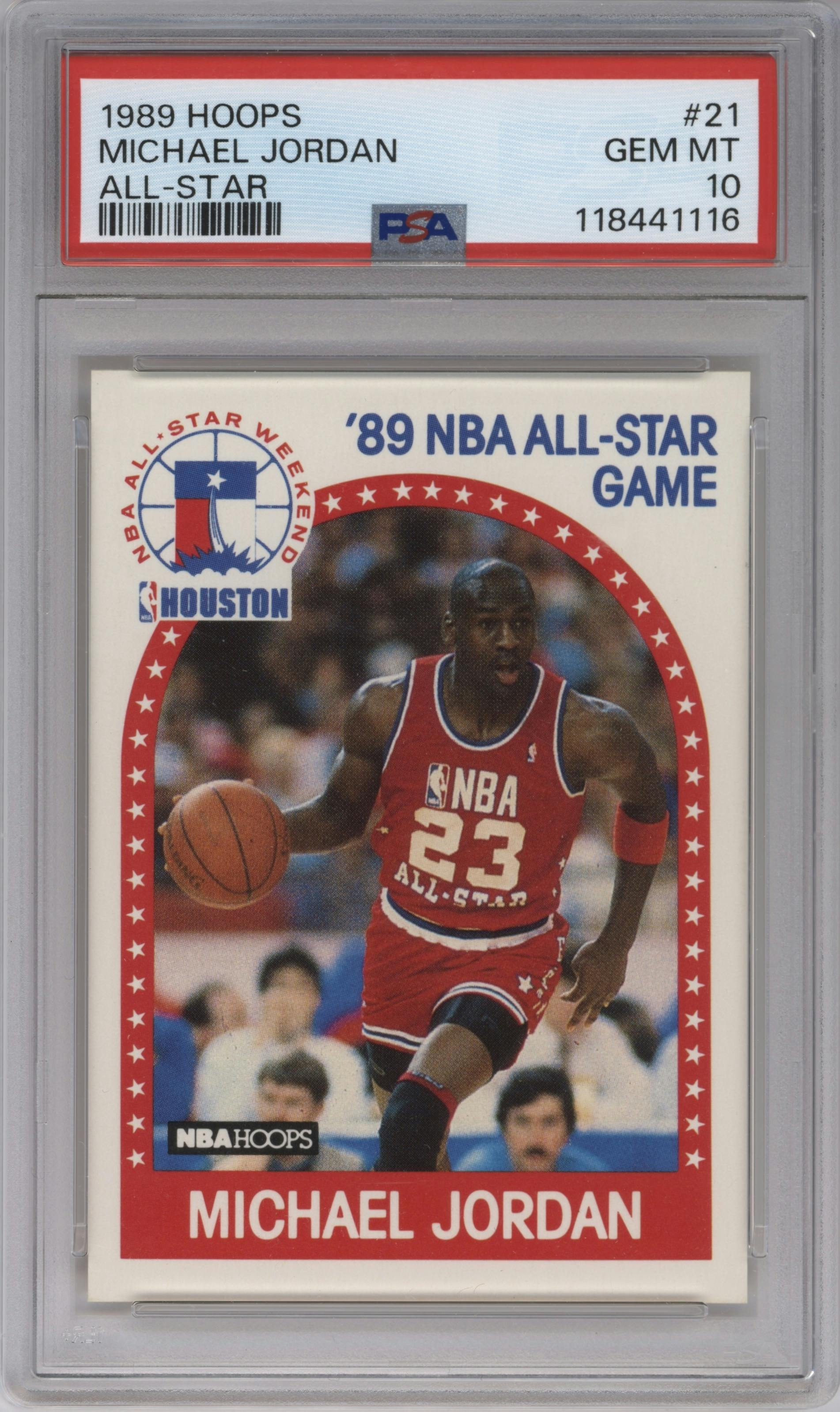 Michael Jordan from the 1989-90 NBA Hoops  set graded by PSA and given an overall grade of 10.