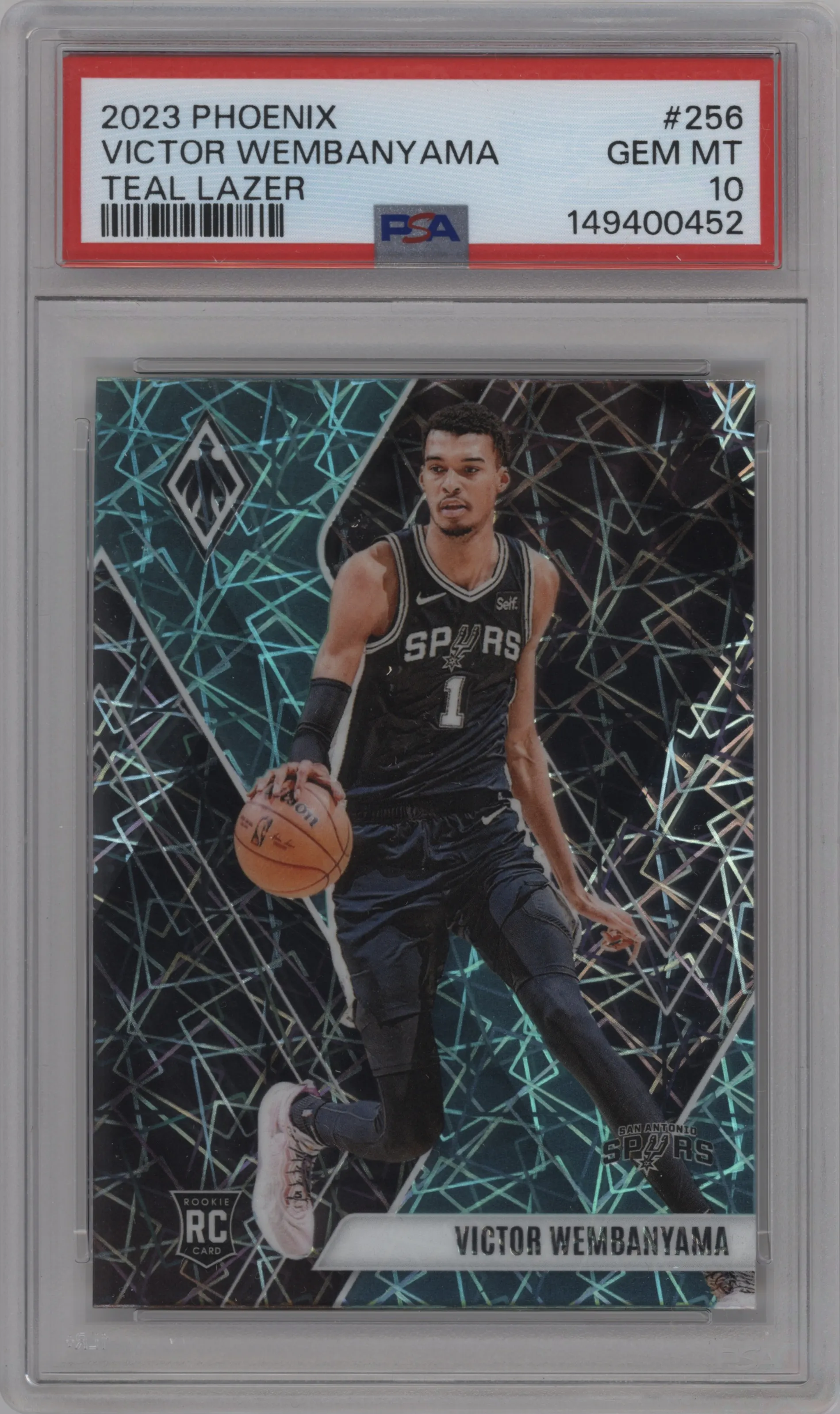 2023 Panini Phoenix Victor Wembanyama Teal Lazer #256 PSA 10