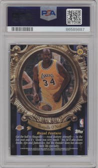 Shaquille O'Neal from the 1998-99 Topps set featuring a Refractor parallel graded by PSA and given an overall grade of 10.