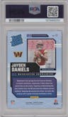 Jayden Daniels from the 2024 Donruss set graded by PSA and given an overall grade of 10.