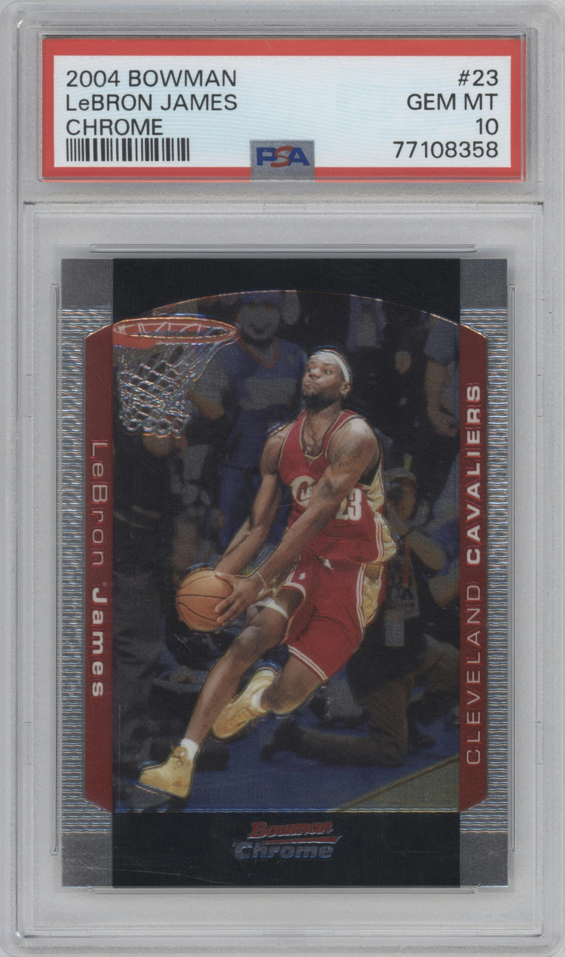 LeBron James from the 2004-05 Bowman set graded by PSA and given an overall grade of 10.