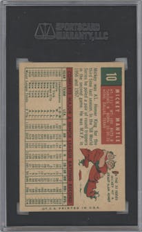 Mickey Mantle from the 1959 Topps set graded by SGC and given an overall grade of 4.