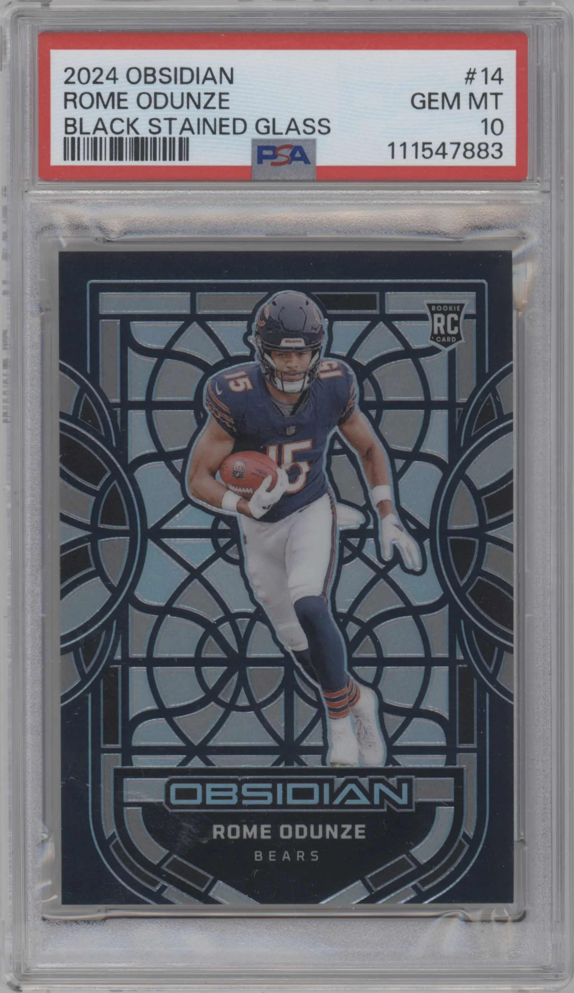 2024 Panini Obsidian Black Stained Glass Rome Odunze PSA 10