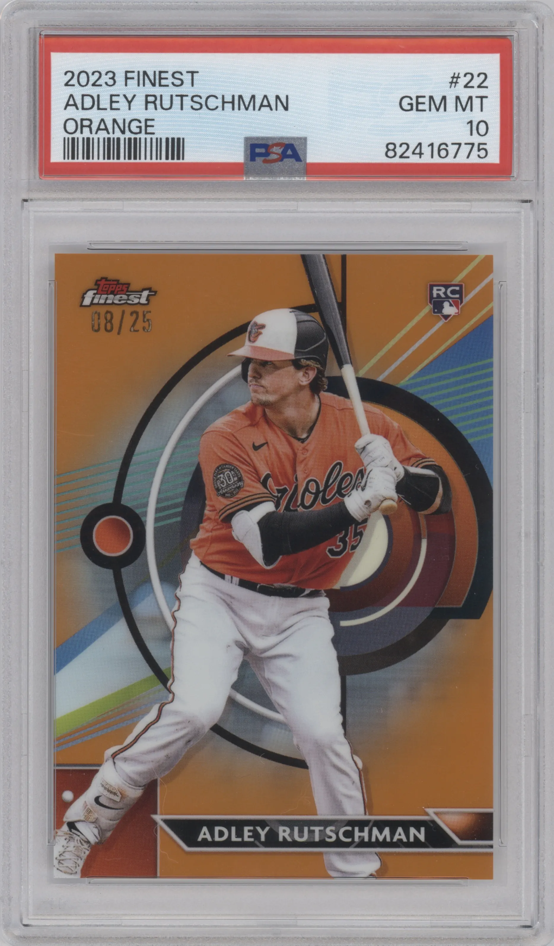 2023 Topps Finest Adley Rutschman Orange Refractor PSA 10