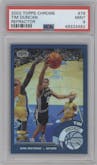 Tim Duncan from the 2002-03 Topps Chrome set featuring a Refractor parallel graded by PSA and given an overall grade of 9.