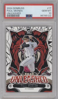 Paul Skenes from the 2024 Panini Donruss set graded by PSA and given an overall grade of 10.
