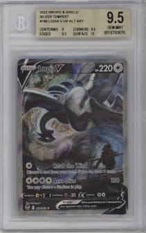 Lugia V from the 2022 Pokemon SWSH set graded by Beckett and given an overall grade of 9.5.
