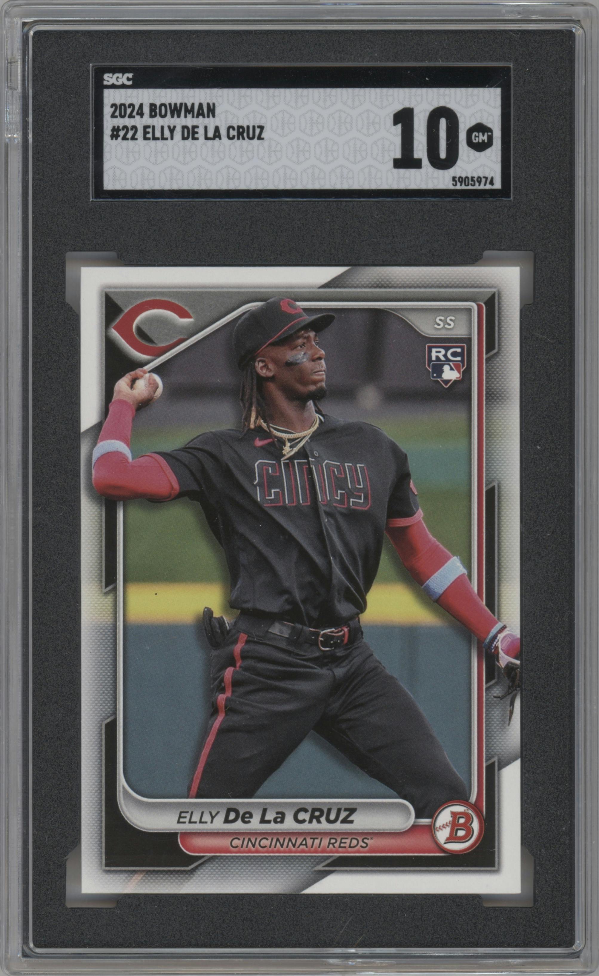 Elly De La Cruz from the 2024 Bowman set graded by SGC and given an overall grade of 10.