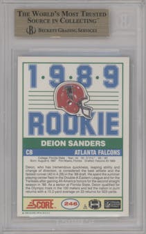 Deion Sanders from the 1989 Score set graded by Beckett and given an overall grade of 9.5.