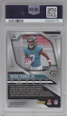 Brian Thomas Jr. from the 2024 Panini Prizm set featuring a Red White Blue Prizm parallel graded by PSA and given an overall grade of 10.