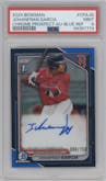 Johanfran Garcia from the 2024 Bowman set featuring a Blue Refractor parallel graded by PSA and given an overall grade of 9.