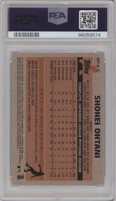 Shohei Ohtani from the 2018 Topps Chrome set graded by PSA and given an overall grade of 9.