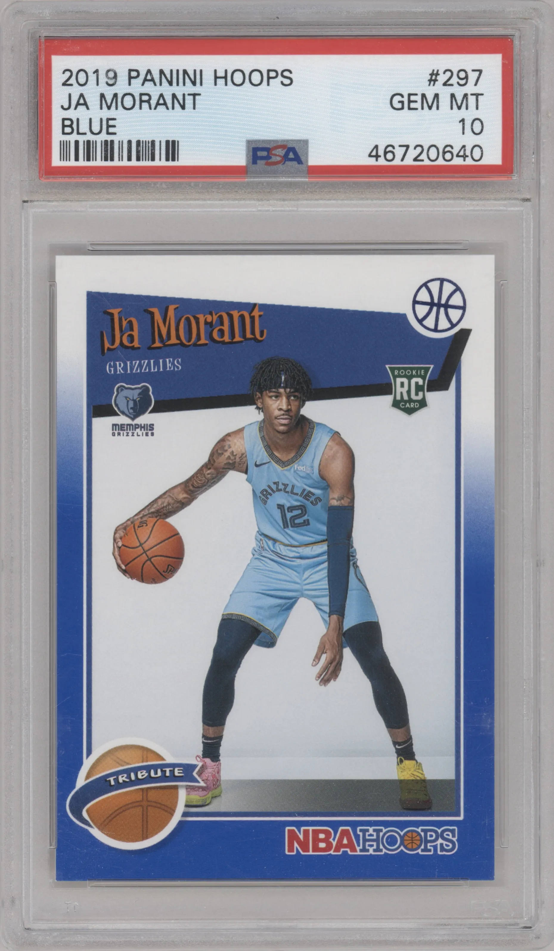 2019 Panini NBA Hoops Tribute Ja Morant Blue PSA 10