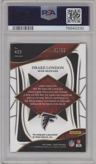 Drake London from the 2021 Panini Select set graded by PSA and given an overall grade of 10.