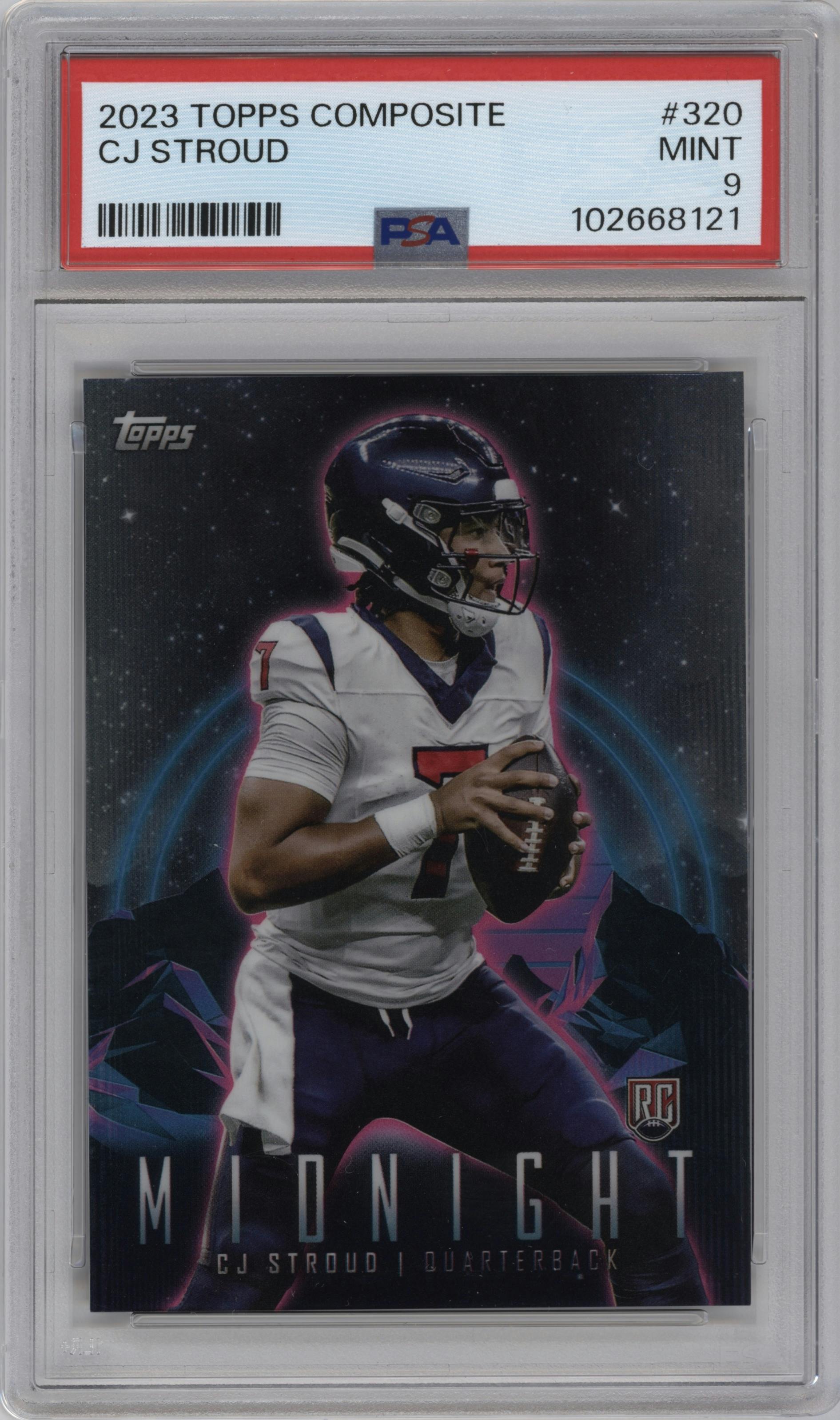 CJ Stroud from the 2023 Topps Composite set graded by PSA and given an overall grade of 9.
