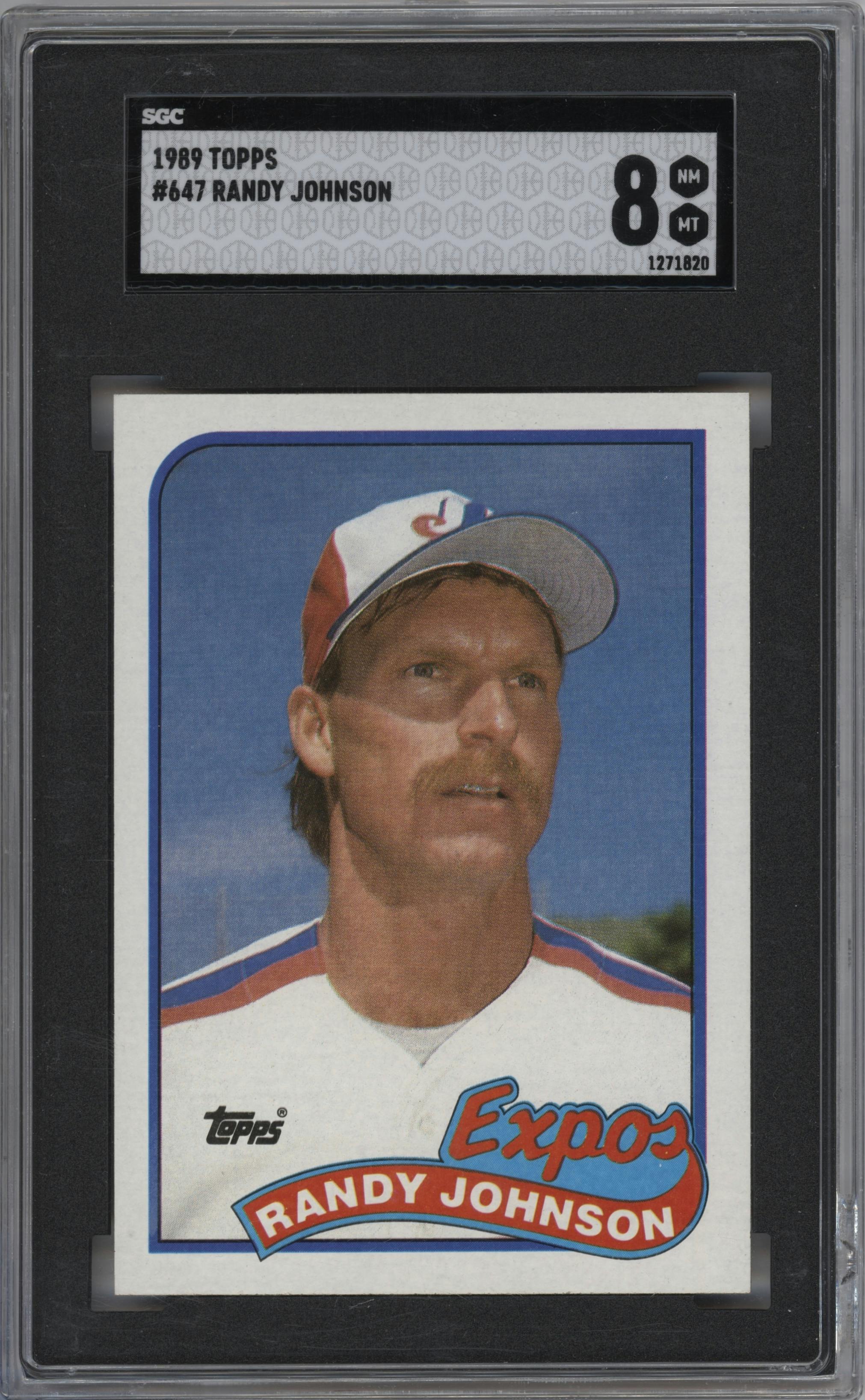 Randy Johnson from the 1989 Topps set graded by SGC and given an overall grade of 8.