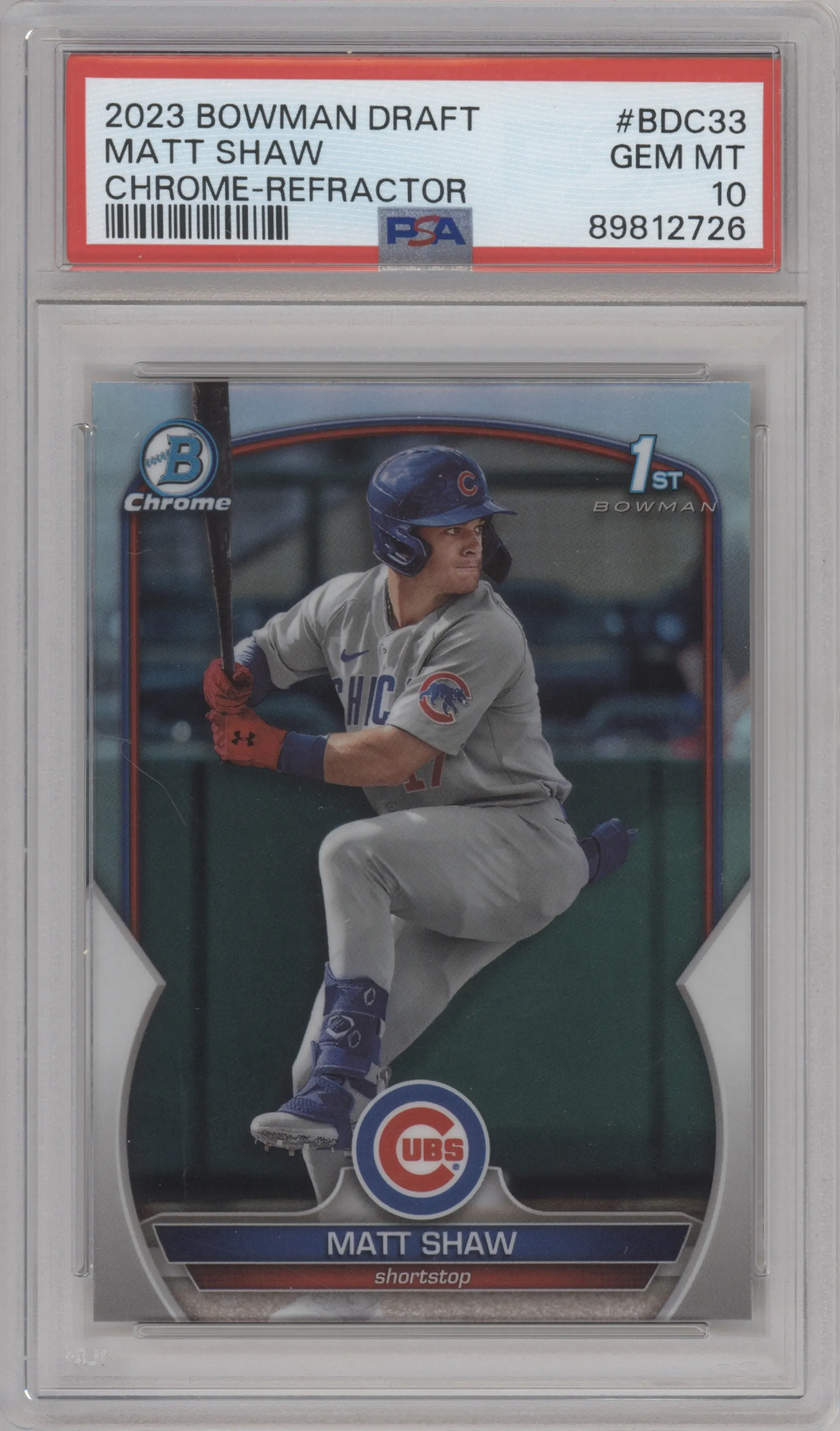 2023 Bowman Draft Chrome Matt Shaw Refractor PSA 10