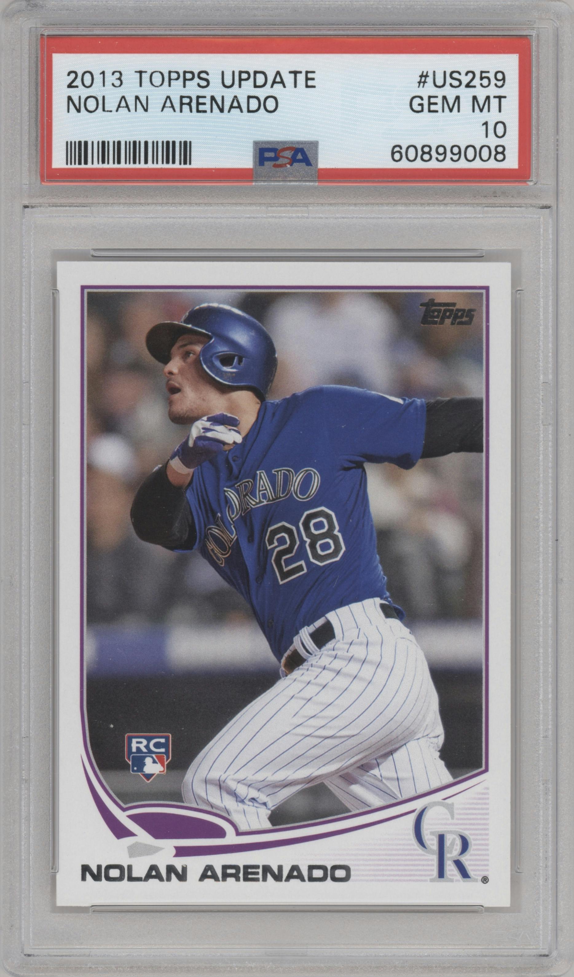 Nolan Arenado from the 2013 Topps Update set graded by PSA and given an overall grade of 10.