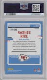 Rashee Rice from the 2023 Donruss Optic set featuring a Wave parallel graded by PSA and given an overall grade of 10.