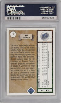 Ken Griffey Jr. from the 1989 Upper Deck set graded by PSA and given an overall grade of 10.