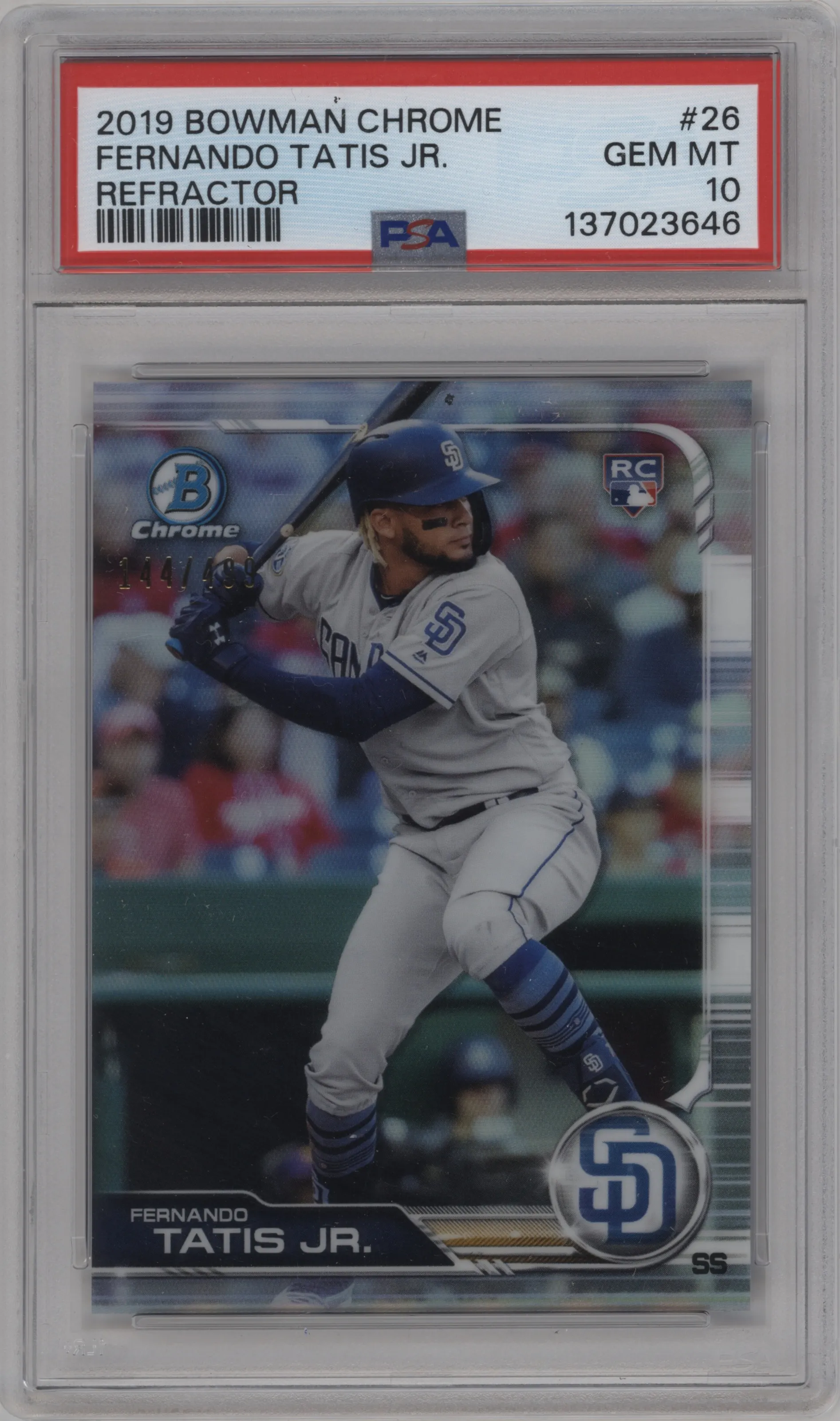 2019 Bowman Chrome Fernando Tatis Jr. Refractor #26 PSA 10