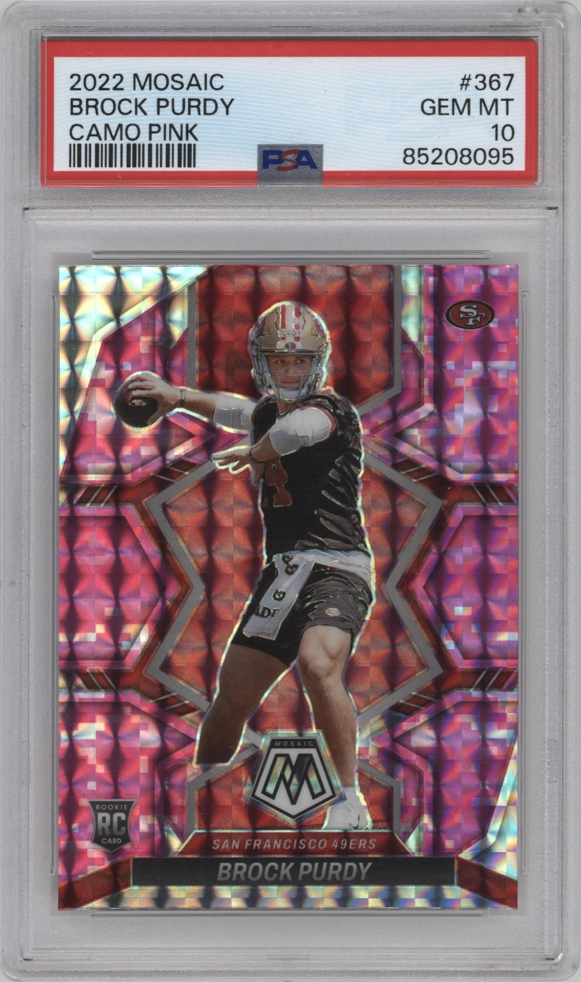 2022 Panini Mosaic Brock Purdy Pink Camo PSA 10
