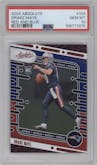 Drake Maye from the 2024 Panini Absolute set featuring a Red & Blue parallel graded by PSA and given an overall grade of 10.