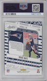 Drake Maye from the 2024 Panini Absolute set featuring a Red & Blue parallel graded by PSA and given an overall grade of 10.