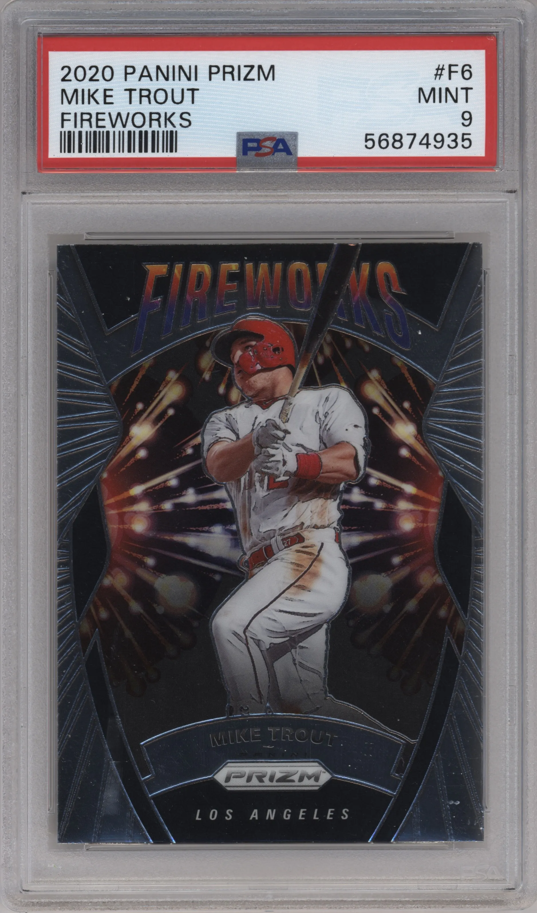 2020 Panini Prizm Fireworks Mike Trout #F-6 PSA 9