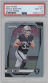 Brock Bowers from the 2024 Panini Prizm set featuring a Silver Prizm parallel graded by PSA and given an overall grade of 10.