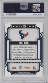 CJ Stroud from the 2023 Panini Score set graded by PSA and given an overall grade of 10.