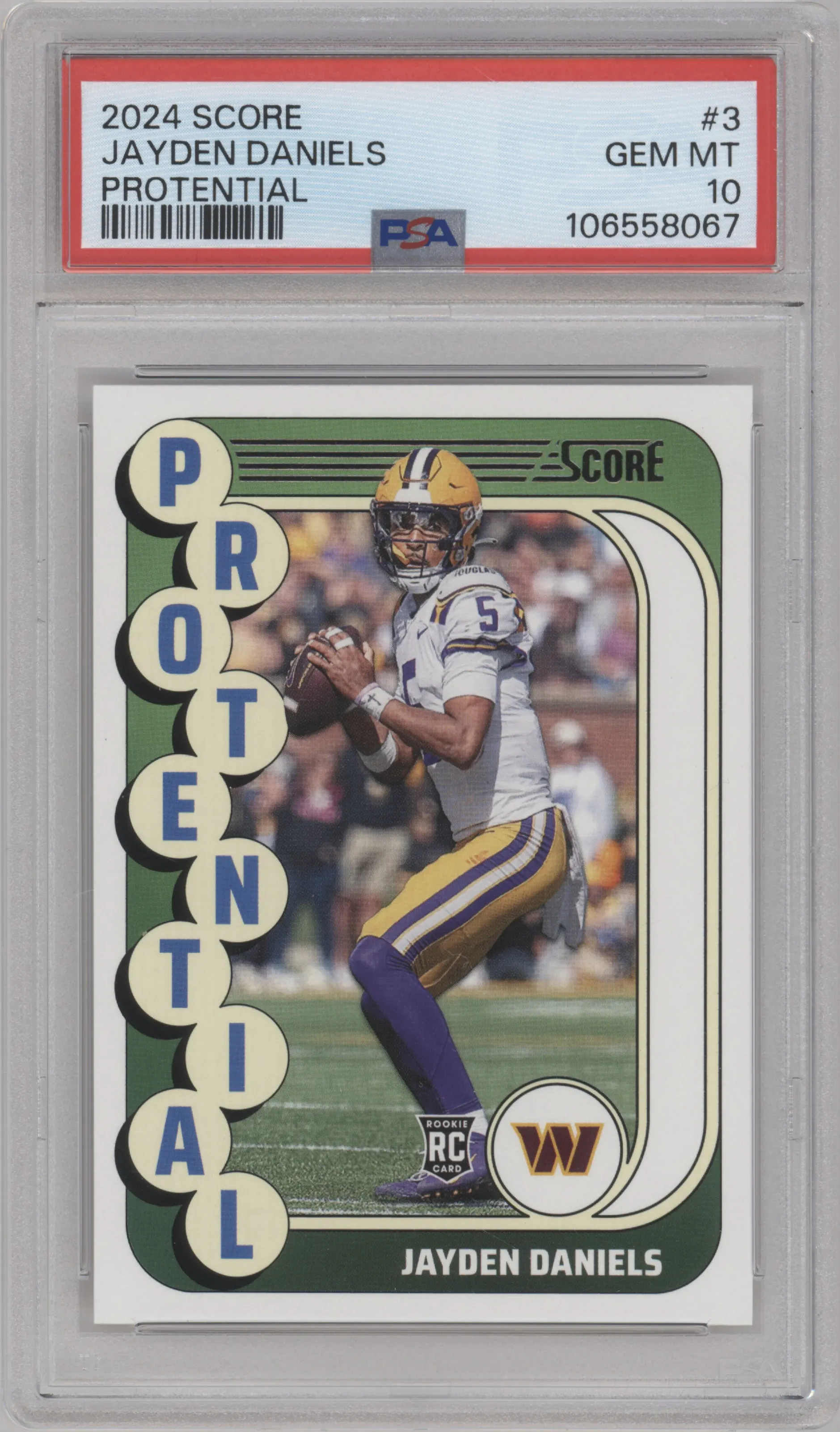 2024 Panini Score Protential Jayden Daniels #3 PSA 10