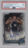 Chet Holmgren from the 2021-22 Bowman University set featuring a Lava Refractor parallel graded by PSA and given an overall grade of 9.
