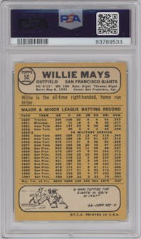 Willie Mays from the 1968 Topps set graded by PSA and given an overall grade of 5.