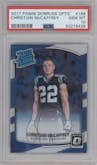 Christian McCaffrey from the 2017 Panini Donruss Optic set graded by PSA and given an overall grade of 10.