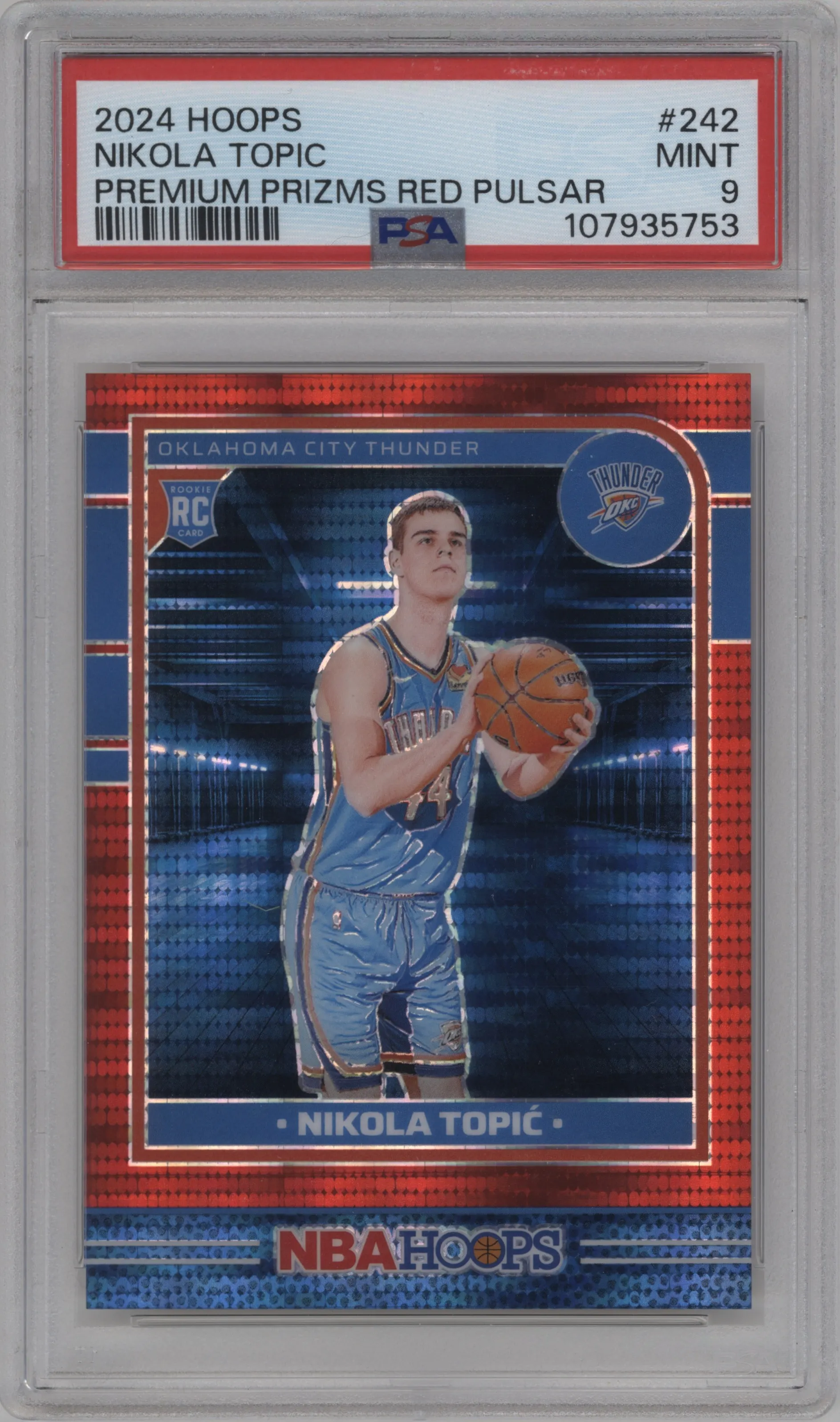 2024 Panini NBA Hoops Nikola Topic Premium Red Pulsar PSA 9