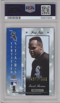 Frank Thomas  from the 1997 Pinnacle Totally Certified set featuring a W/ Coating Platinum Blue parallel graded by PSA and given an overall grade of 10.