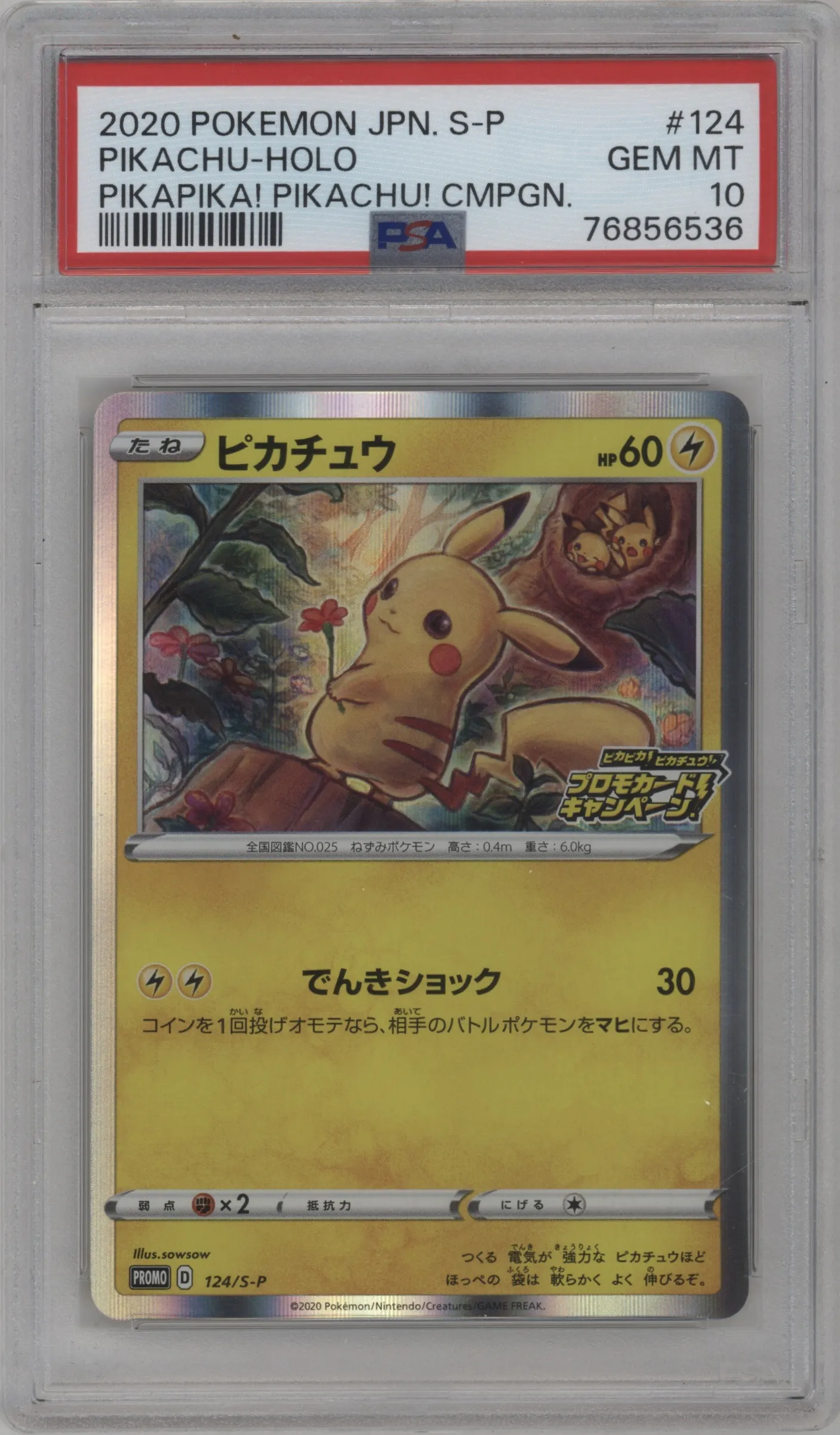 2020 Pokemon SWSH JPN Pikachu PikaPika! Pikachu! Campaign PSA 10