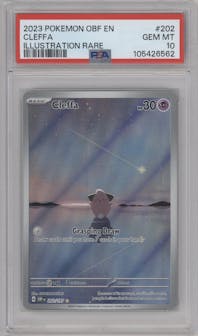 Cleffa from the 2023 Pokemon SV set graded by PSA and given an overall grade of 10.