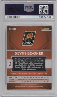 Devin Booker from the 2015-16 Panini Prizm  set graded by PSA and given an overall grade of 9.