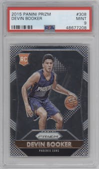 Devin Booker from the 2015-16 Panini Prizm  set graded by PSA and given an overall grade of 9.