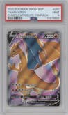 Charizard V from the 2020 Pokemon SWSH set featuring a Champion's Path ETB parallel graded by PSA and given an overall grade of 9.