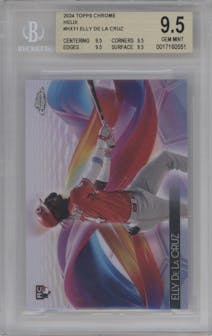 Elly De La Cruz from the 2024 Topps Chrome set graded by Beckett and given an overall grade of 9.5.
