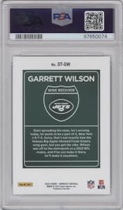 Garrett Wilson from the 2022 Panini Donruss set graded by PSA and given an overall grade of 9.