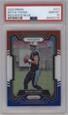 Bryce Young from the 2023 Panini Prizm set featuring a Red White Blue Prizm parallel graded by PSA and given an overall grade of 10.