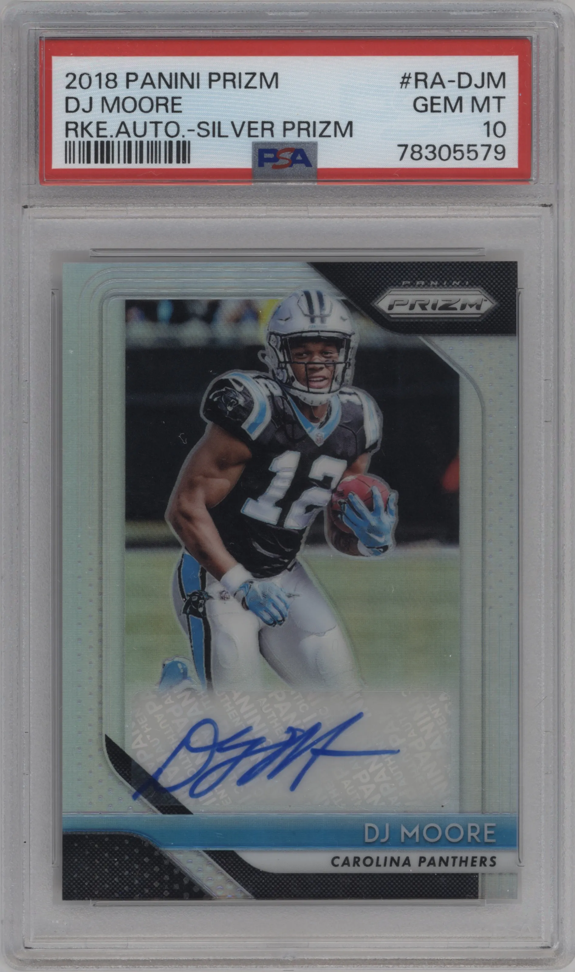 2018 Panini Prizm Rke.Auto DJ Moore Silver #RA-DJM PSA 10