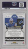Amon-Ra St. Brown from the 2021 Panini Prizm set featuring a Red Shimmer parallel graded by PSA and given an overall grade of 10.