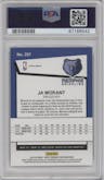 Ja Morant from the 2019-20 Panini Hoops Premium Stock set featuring a Silver parallel graded by PSA and given an overall grade of 10.