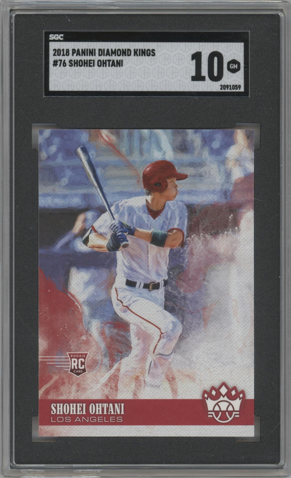 Shohei Ohtani from the 2018 Panini Diamond Kings set graded by SGC and given an overall grade of 10.