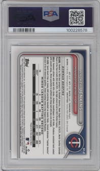 Walker Jenkins from the 2024 Bowman Sapphire Edition set graded by PSA and given an overall grade of 10.
